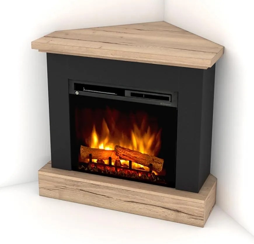 Elektrický krb Jukon Nar. 23 čierny/dub svetlý