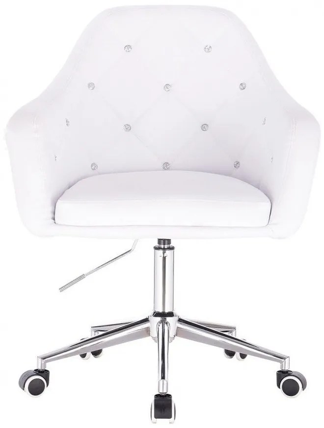 LuxuryForm DESIGN Kreslo ROMA na striebornej podstave s kolieskami - biele