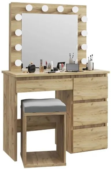 Bestent Toaletný stolík s LED zrkadlom Cleopatra Dub craft
