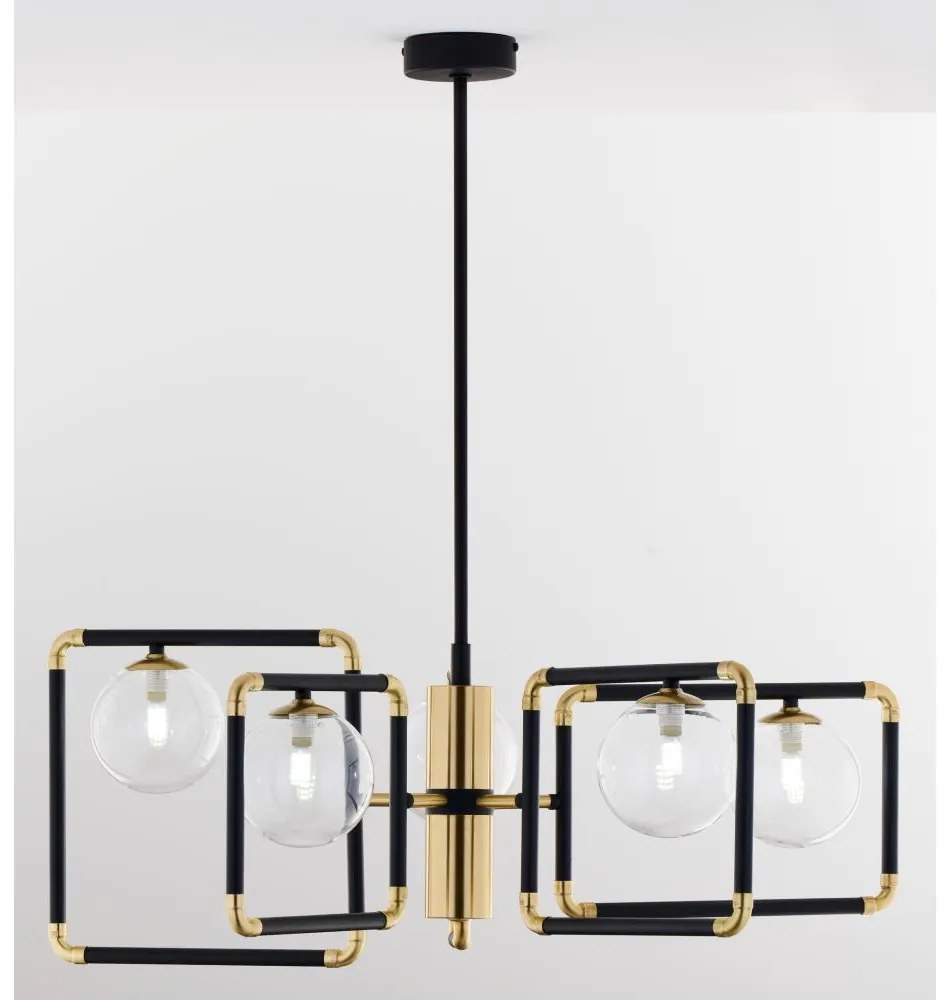 Jupiter 1985 - Luster na tyči IBRA 5xG9/10W/230V čierna/zlatá