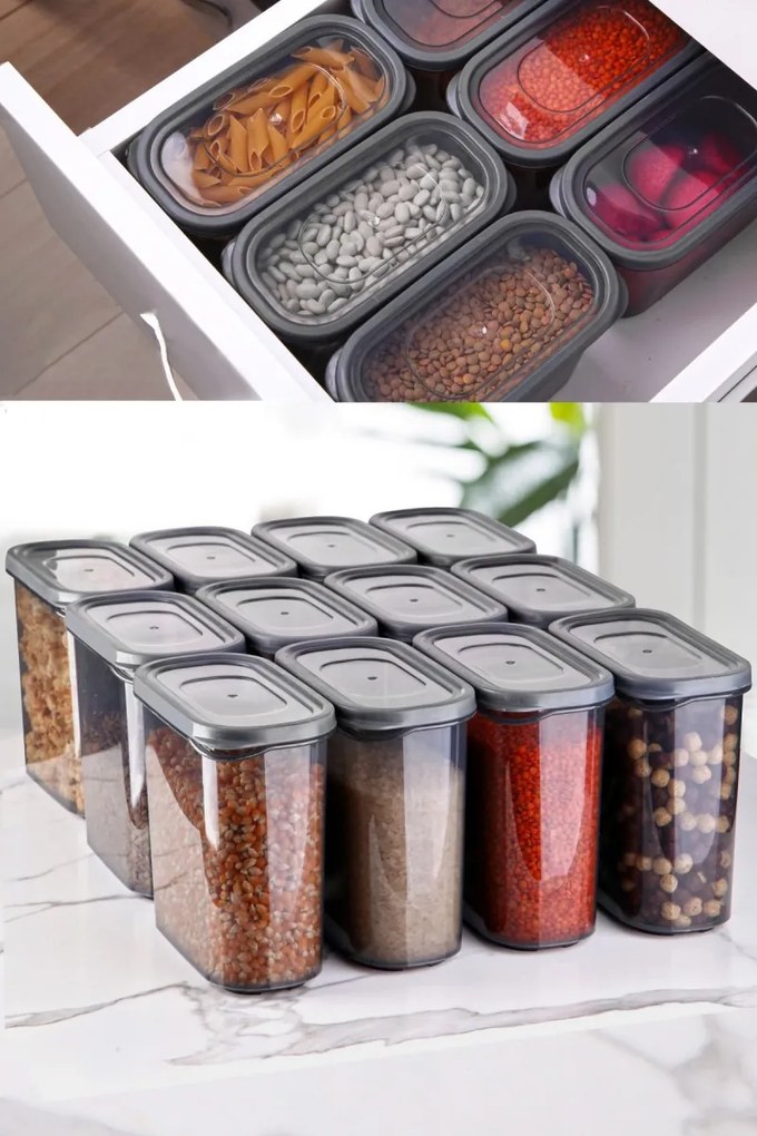 Sada dóz na potraviny FoodBox 12 ks antracitová