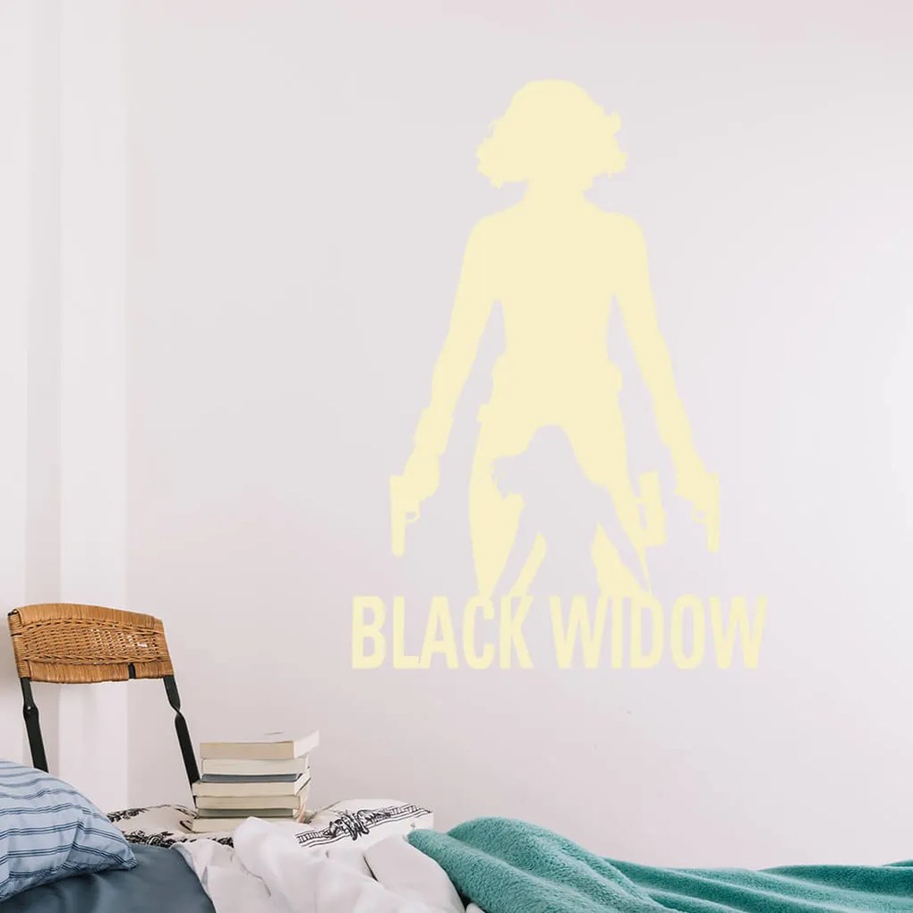 Veselá Stena Samolepka Black Widow silueta Farba: červená, Veľkosť: 80 x 56 cm