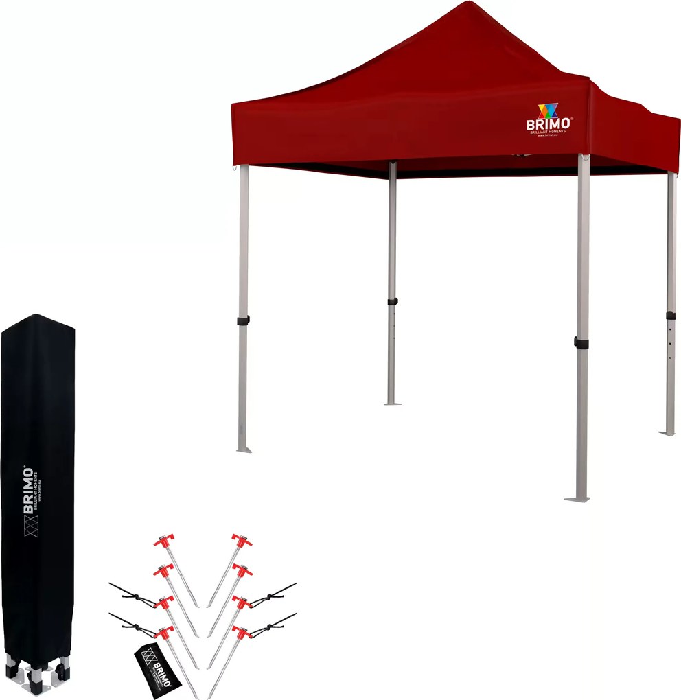 BRIMO Nožnicový párty stan EXCLUSIVE ALU 2x2 m bez stien červený