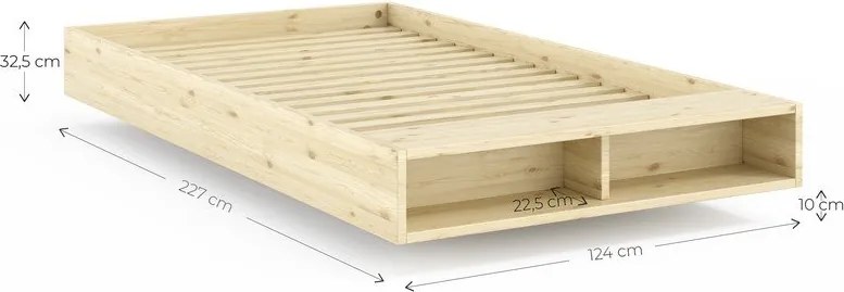 Jednolôžková posteľ z borovicového dreva bez čela s roštom 120x200 cm v prírodnej farbe Merge – Karup