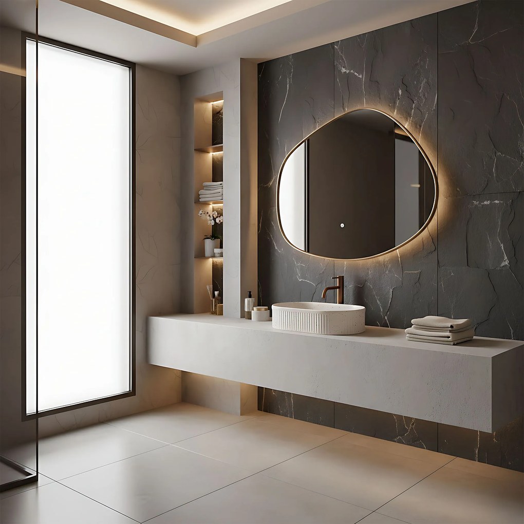 Rea Vanda, umývadlo na dosku 490x310x130 mm, béžová-imitácia kameňa, REA-U7342