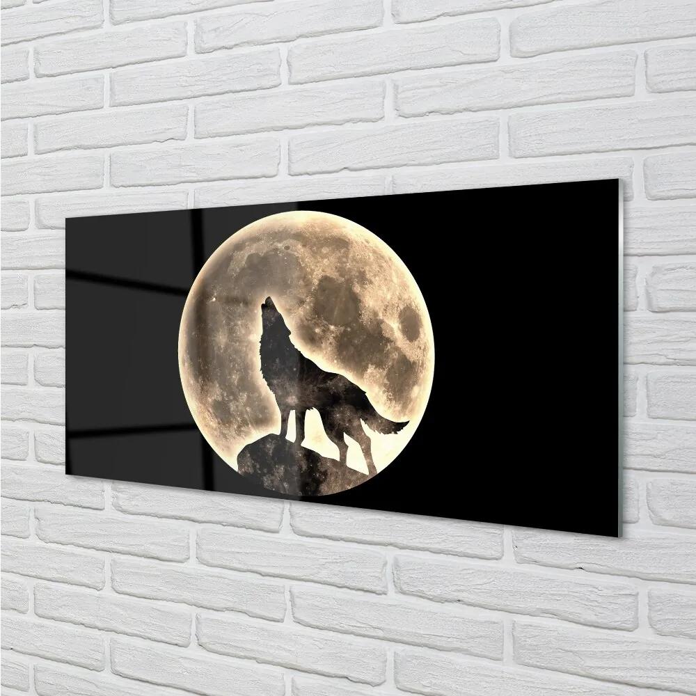 Sklenený obraz wolf moon 100x50 cm