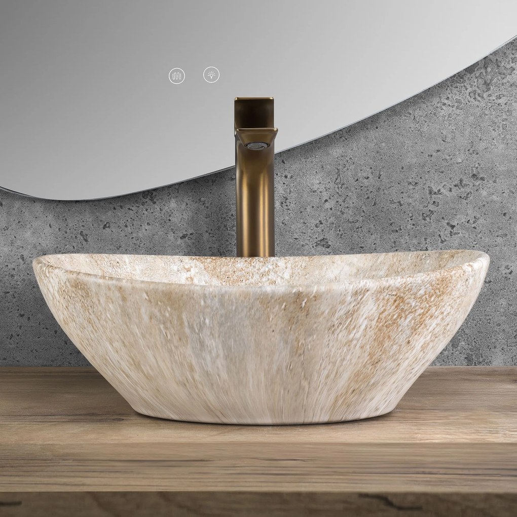 Rea Sofia Savana Mat, umývadlo na dosku 410x345x150 mm, imitácia kameňa, REA-U6361