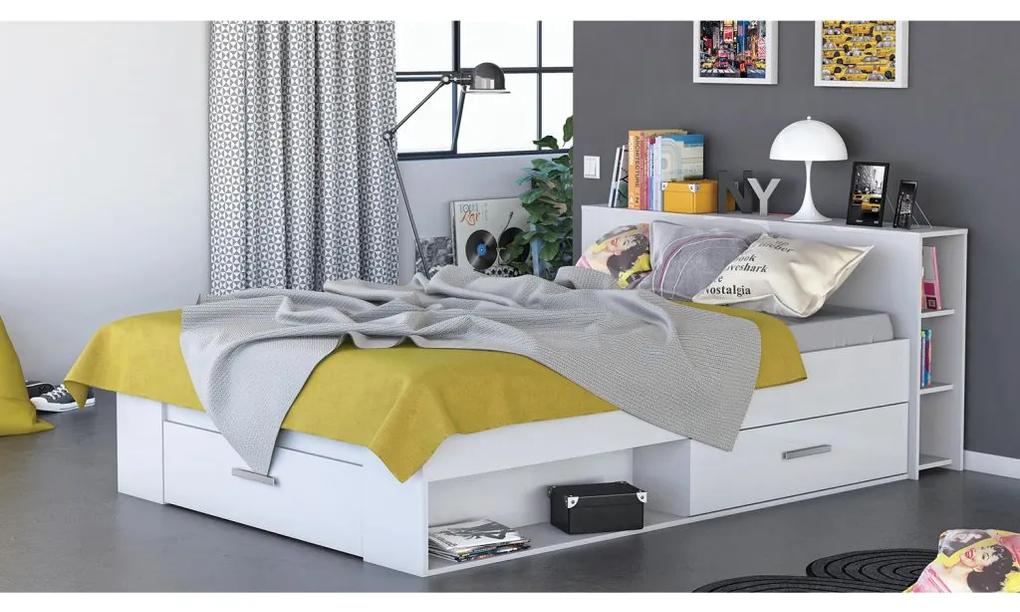 IDEA nábytok Multifunkčná posteľ 160x200 POCKET biela