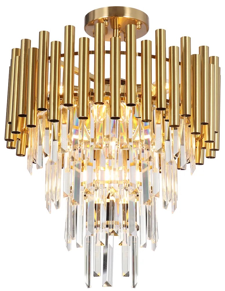 Luster Madison II, 1x krištáľové/zlaté kovové tienidlo, (fi 45cm), g