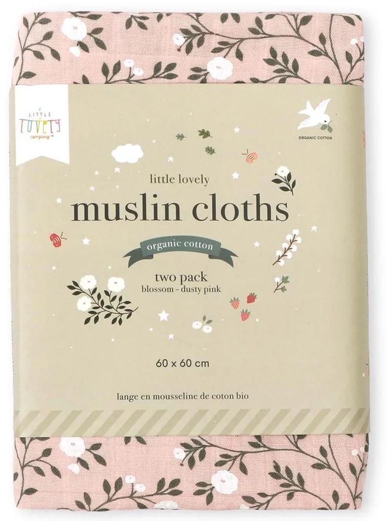 A Little Lovely Company - Mušelínové plienky, blossom - dusty pink - 2 ks