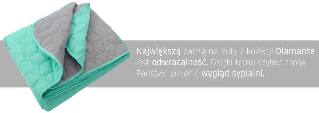 Tutumi Diamante, obojstranný prešívaný prehoz na posteľ 220x240 cm, svetlá šedá-zelená, NAZ-00714