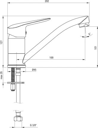 Deante BMO_N26M - Umivalniška armatura BORO 12,7 cm črna