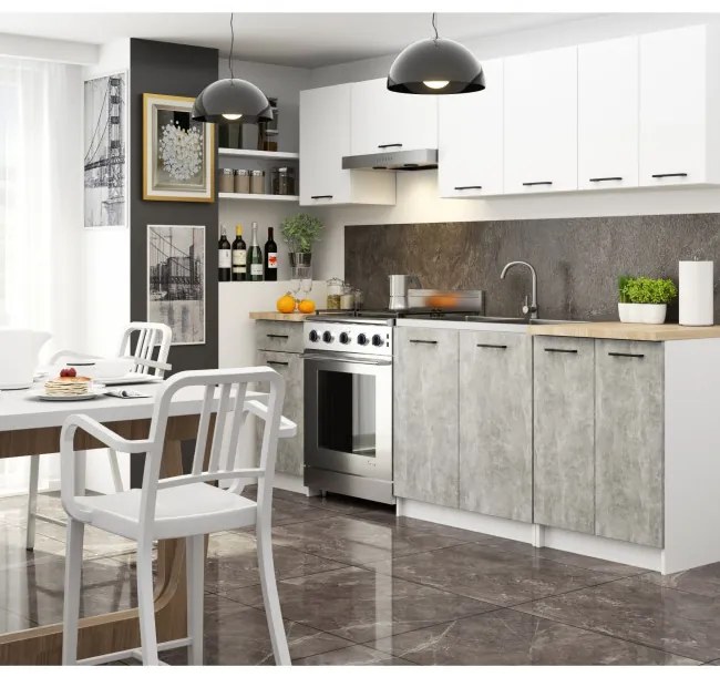 Spodná rohová kuchynská skrinka s doskou OLIWIA S90/90 biela / betón