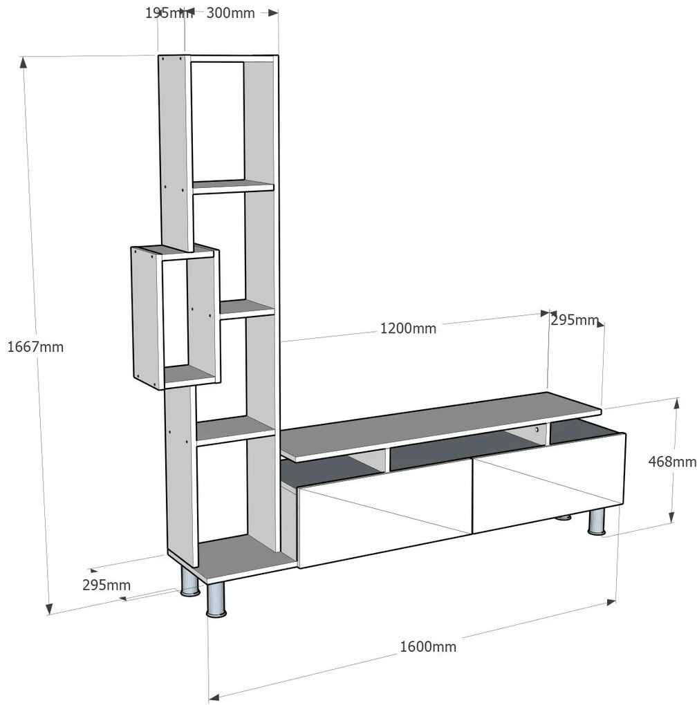 Obývacia stena TULIP 160 cm biela