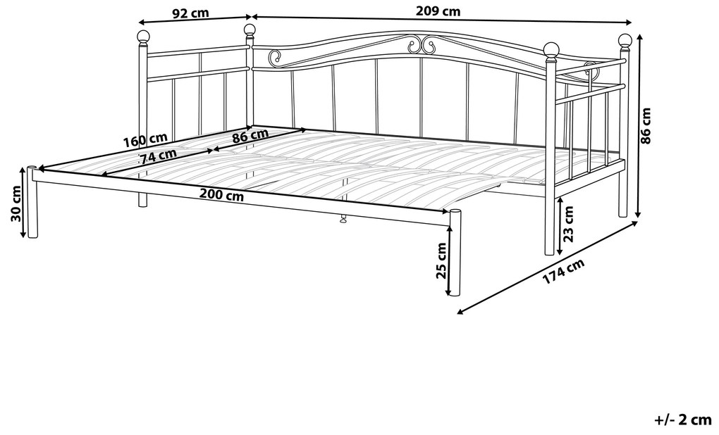 Kovová posteľ 80 x 200 cm čierna TULLE Beliani