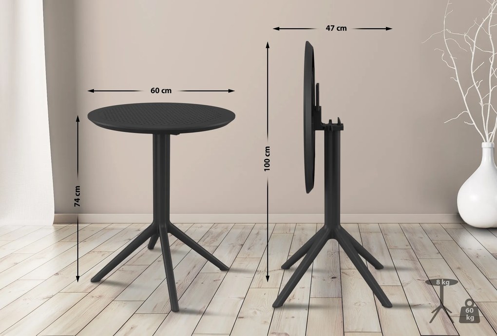 Skladací stôl Sky round - čierna