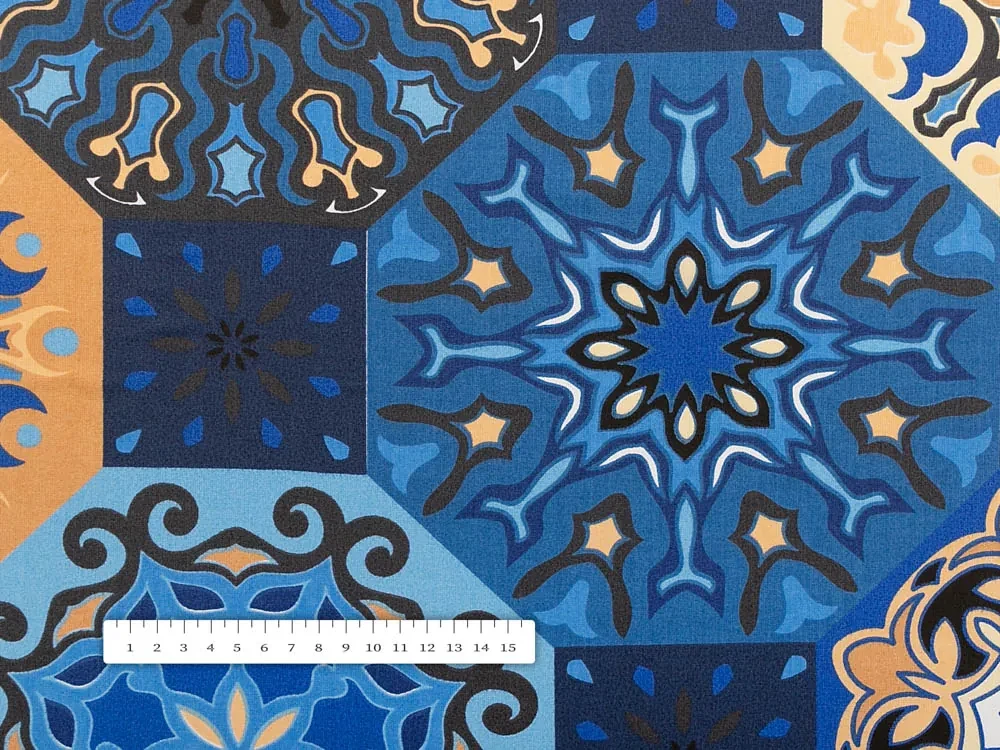 Biante Bavlnený štvorcový obrus Sandra SA-448 Modro-oranžové marocké dlaždice 50x50 cm