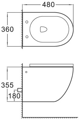 Závesné WC LENA RIMLESS - čiernej matnej + Duroplast sedátko