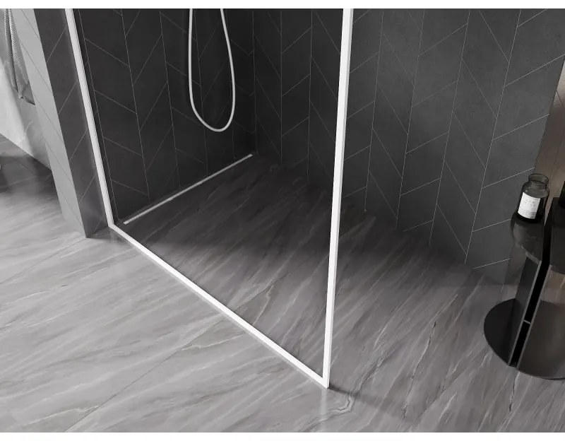 Mexen Kioto-F L, sprchová zástena s rámom 95 x 202 cm, 8 mm číre sklo, biely profil, 800-095-174-20-00