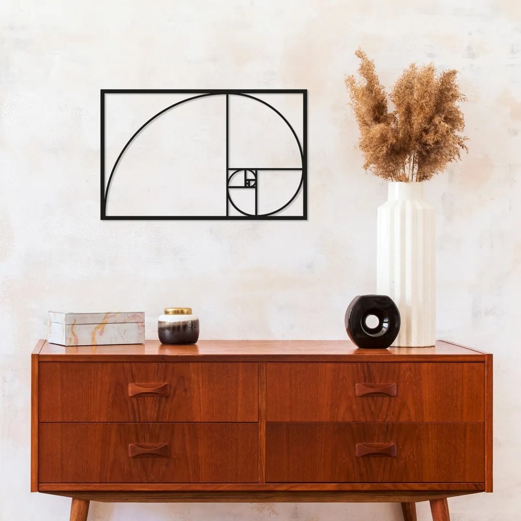 Nástenná kovová dekorácia GOLDEN RATIO čierna