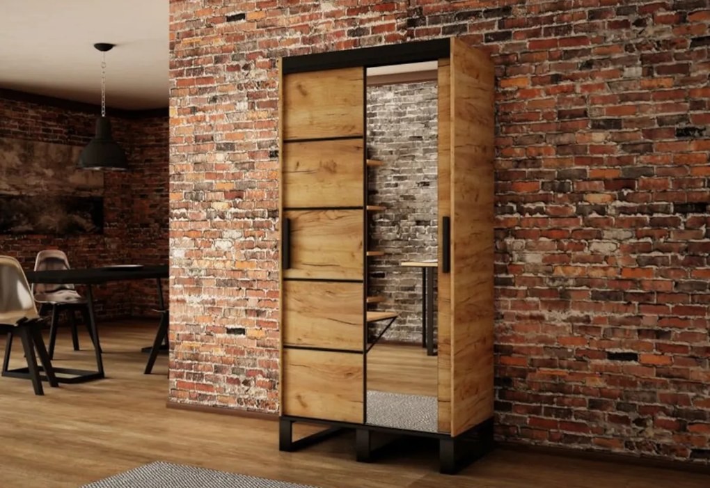 Posuvná skriňa LIFT V2 180, 180x212x62, dub kraft zlatý/čierna