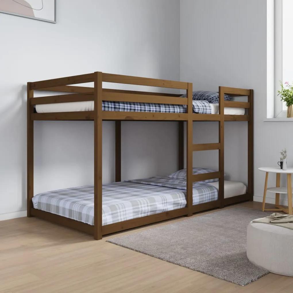 Poschodová posteľ medovo-hnedá 90x190 cm borovicový masív 821657