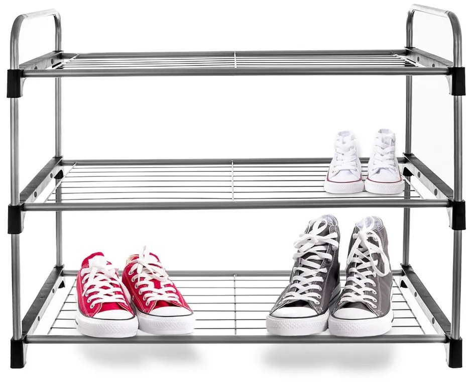 Kovový stojan na topánky v striebornej farbe - Orion