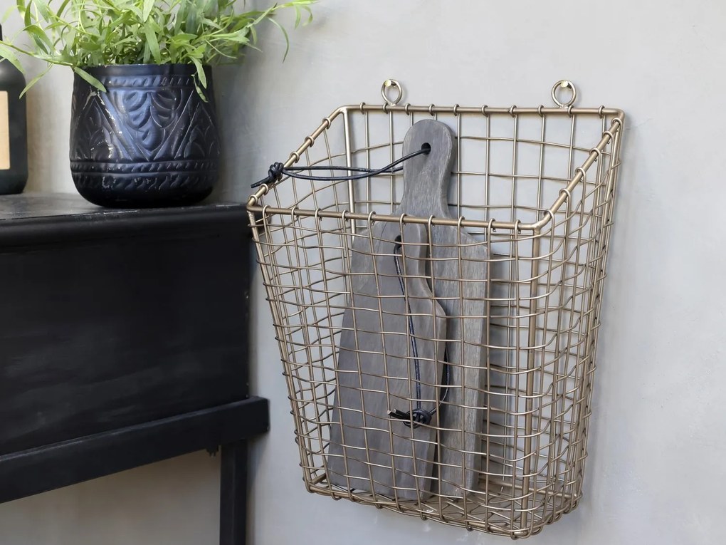 Mosadzný antik kovový košík Fil de fer Basket - 28*16*33 cm