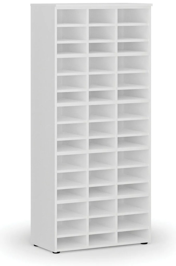 Triediaci regál PRIMO WHITE, 800 x 420 x 1781 mm, 45 priehradok, biely