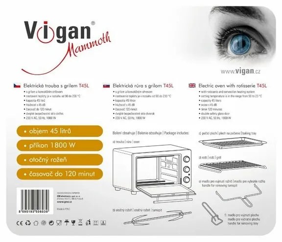 Vigan Mammoth T45L elektrická rúra na pečenie s grilom