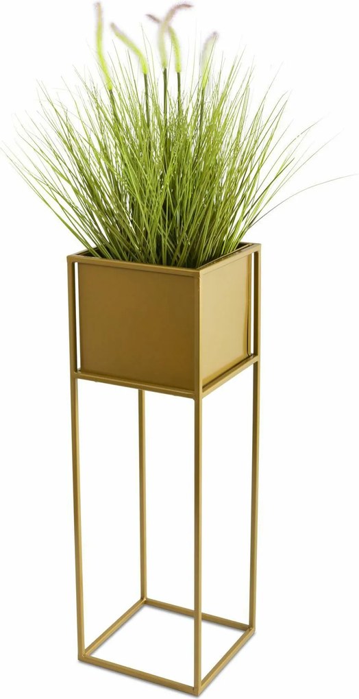 KOVOVÝ KVETINÁČ SO STOJANOM PLAIN 70X24 CM ZLATÁ