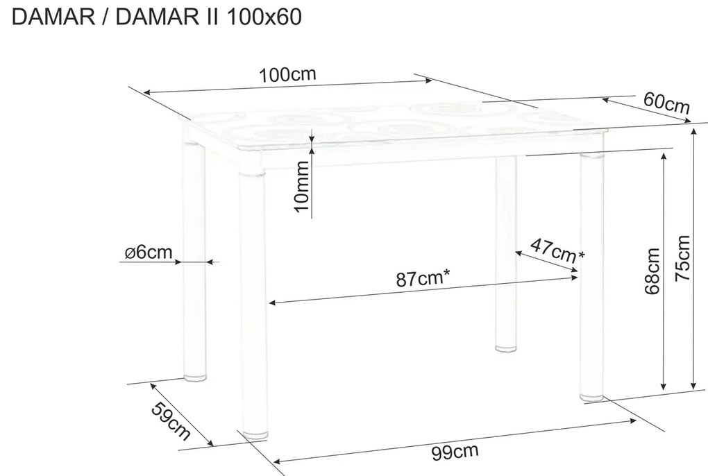 Čierny jedálenský stôl DAMAR 100x60 cm, dekor dub artisan