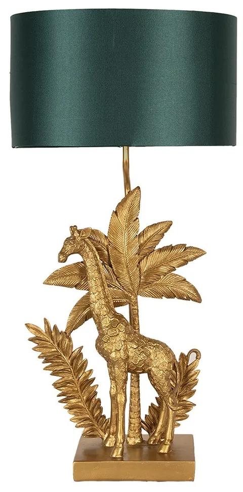 Zlatá stolná lampa so žirafou a zeleným tienidlom - 33*20*67 cm E27/max 1*60W