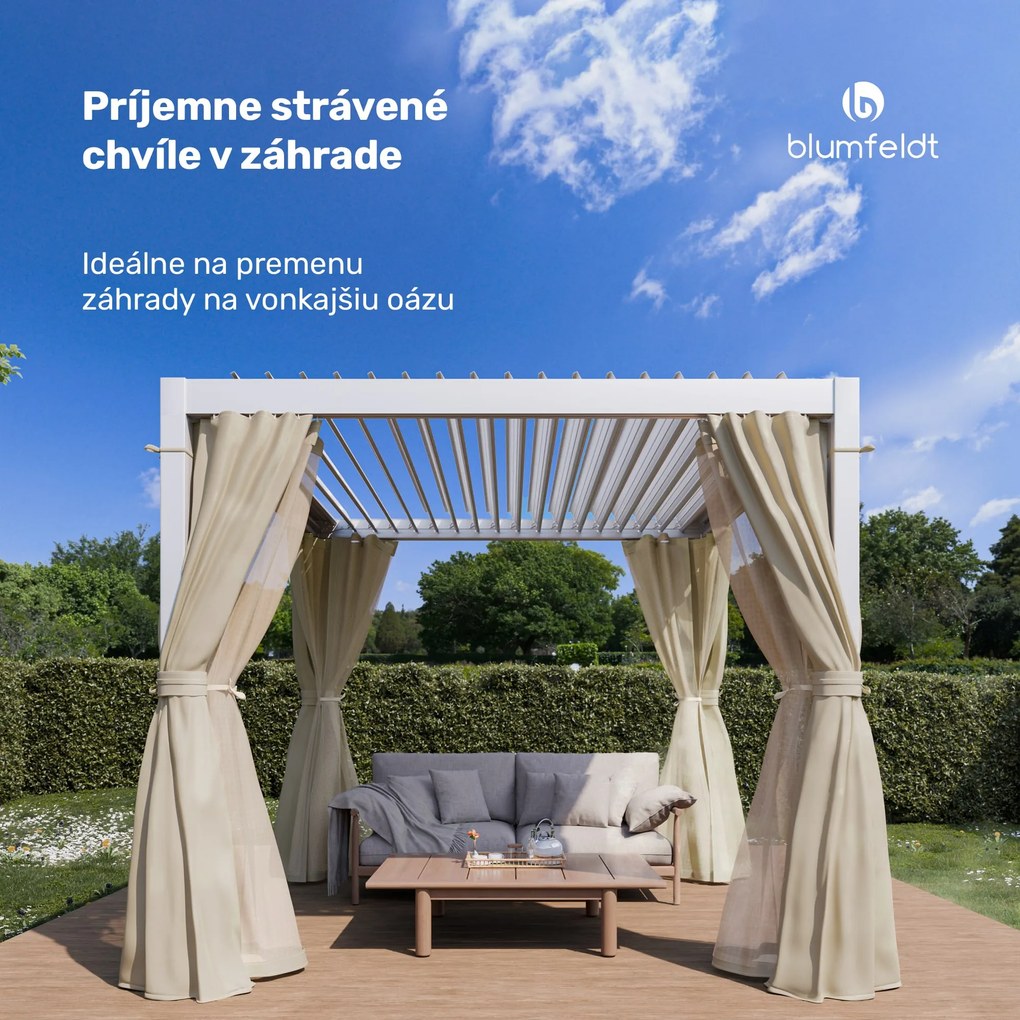 Blumfeldt LuminaHaven Pergola 3x3 so závesmi a moskytiérou