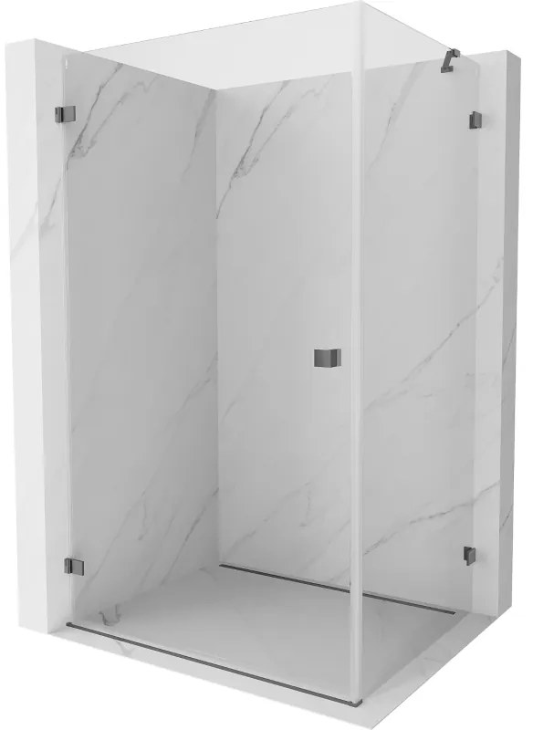 Mexen Lunar-B, výklopný sprchový kút ľavý 90 x 80 cm, 8mm číre sklo, grafitový profil, 832-090-080-95-00-L