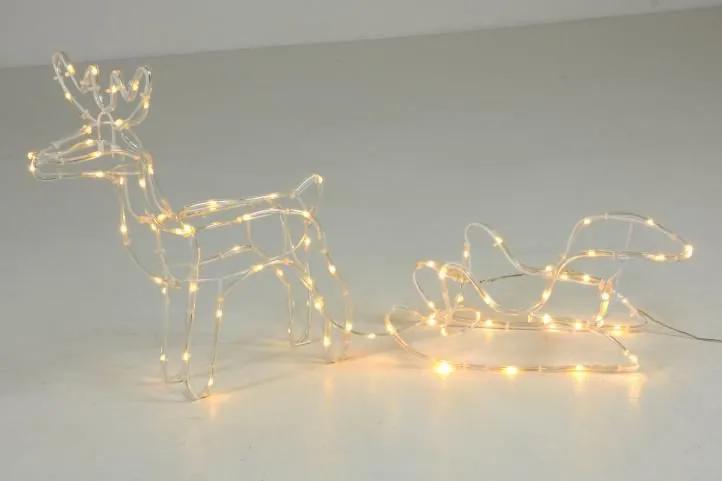 NEXOS Svetelná dekorácia- vianočný sob 80 cm, teplá biela