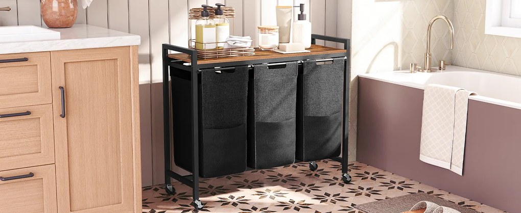 Koš na prádlo Vasagle Pietro 119 l hnědý/černý