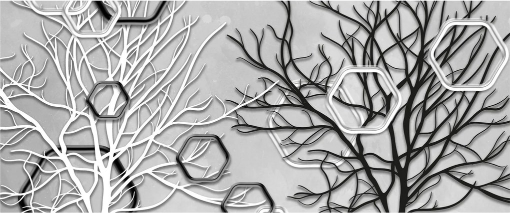 Abstraktný obraz so stromami (120x50 cm)