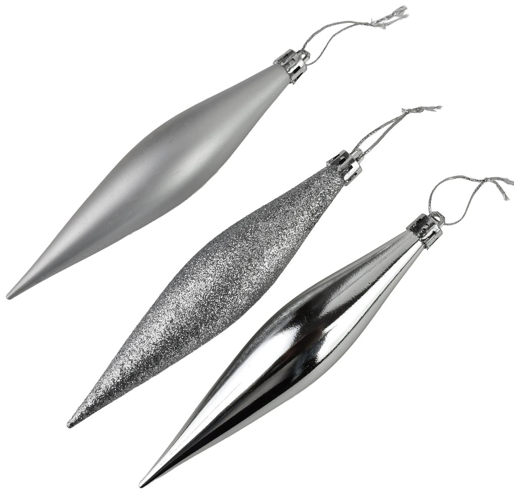 Vánoční sada 8 ks ozdob Santa Lila Rampouchy stříbrná