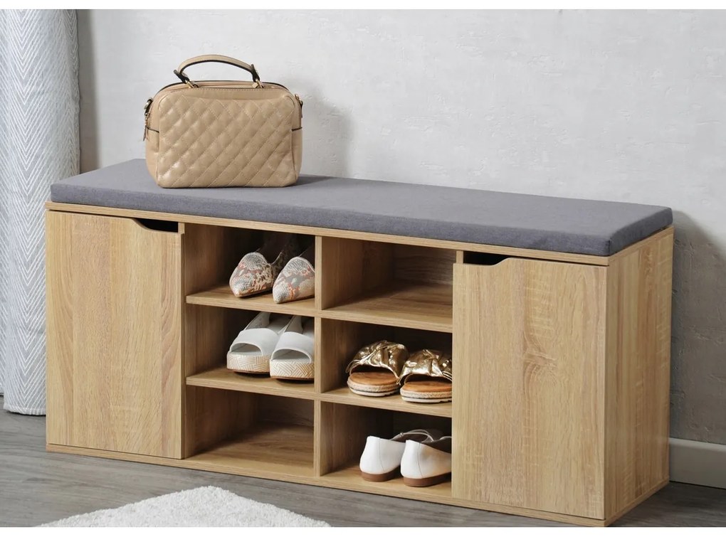 Kesper 15928 Botník s podsedákom, dekor dub, 103 x 48 x 30,5 cm