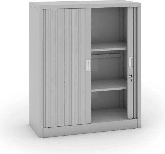 Kovová skriňa s roletovými dverami, 1200 x 1000 x 450 mm, svetlo sivá