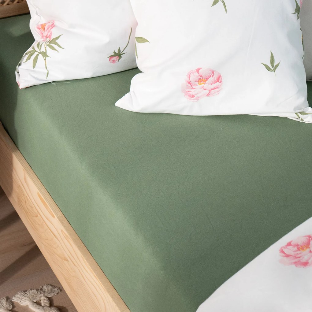 Goldea plachta jersey s napínacou gumou - khaki 120 x 200 cm