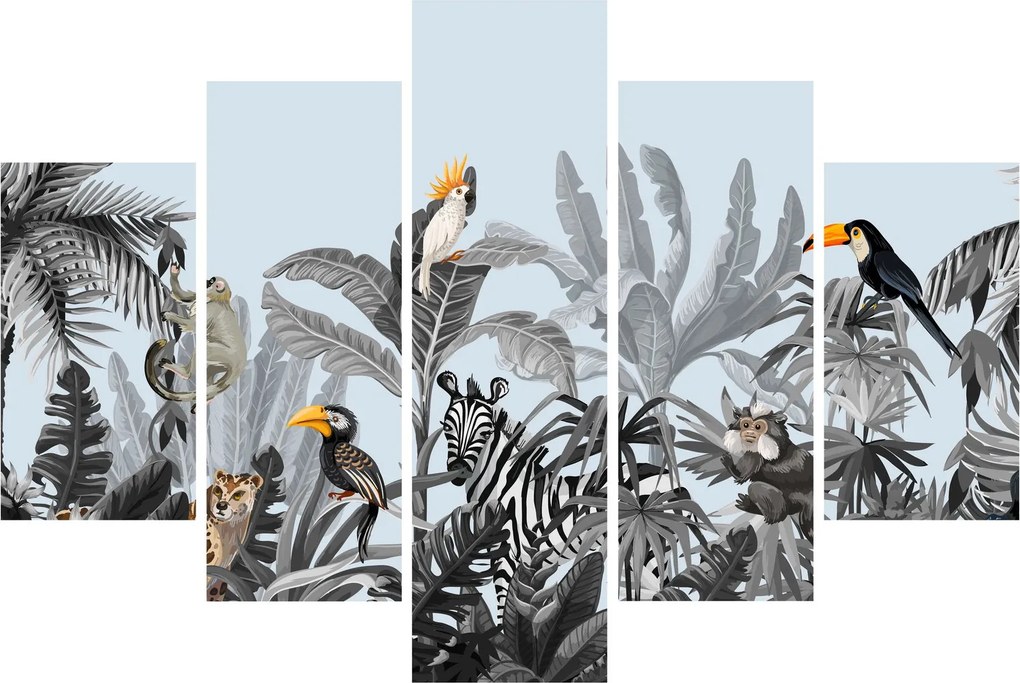 Obraz zvierat v tropickom lese (150x105 cm)