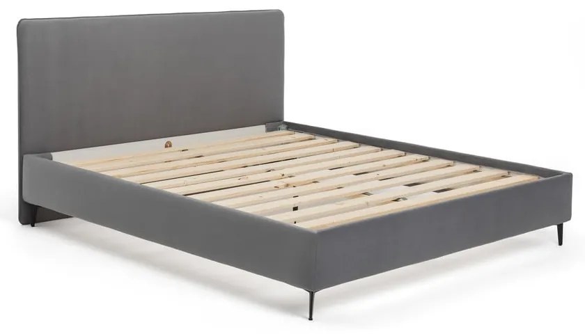 Sivá čalúnená dvojlôžková posteľ s roštom 160x200 cm Noira Slim – Bonami Selection