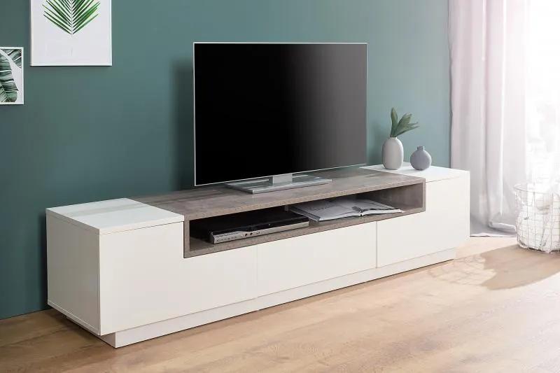TV stolík Empire 180cm biela/ sivá