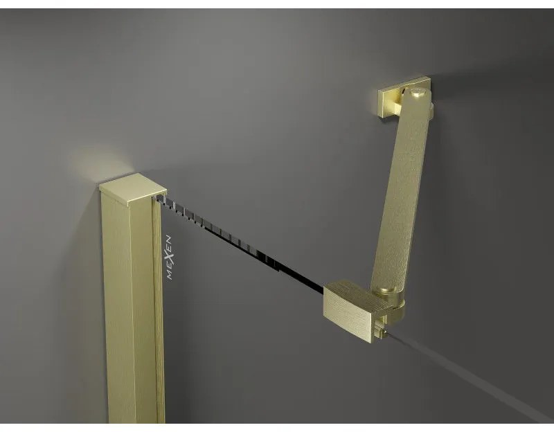 Mexen Velar Duo, posuvné sprchové dvere do otvoru 140 cm, 8mm sklo námraza, zlatá matná, 871-140-000-32-55