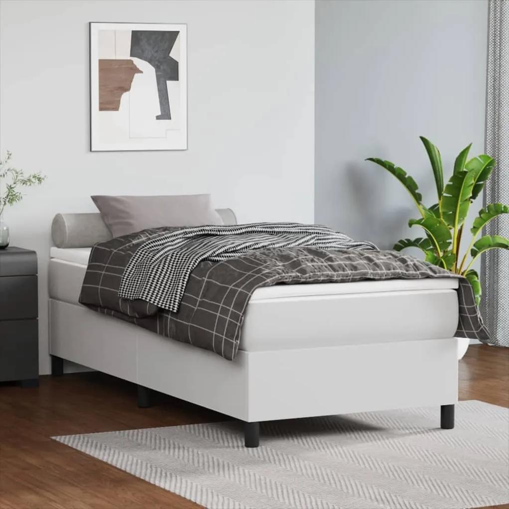 Boxspring posteľ s matracom biela 80x200 cm umelá koža 3144573