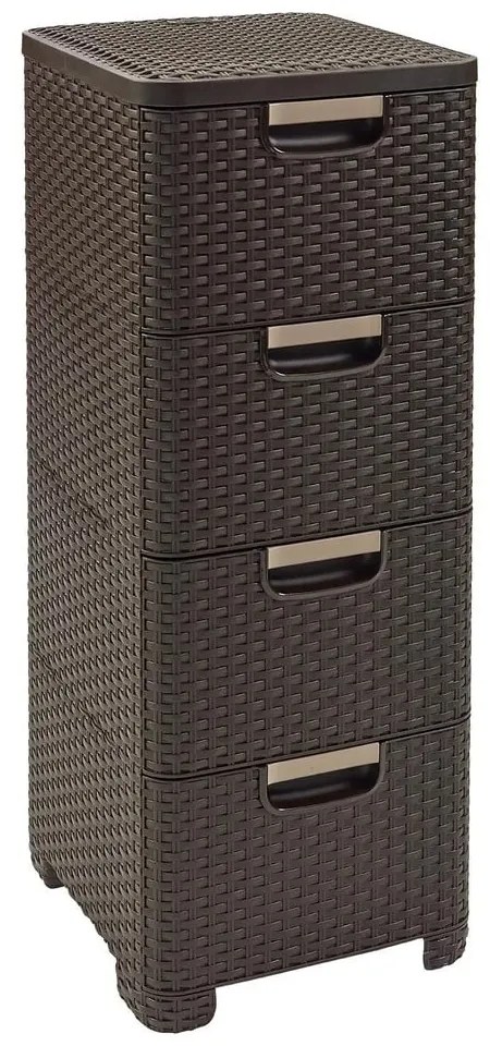 Tmavohnedá plastová vysoká kúpeľňová skrinka 33x79 cm Rattan – Curver