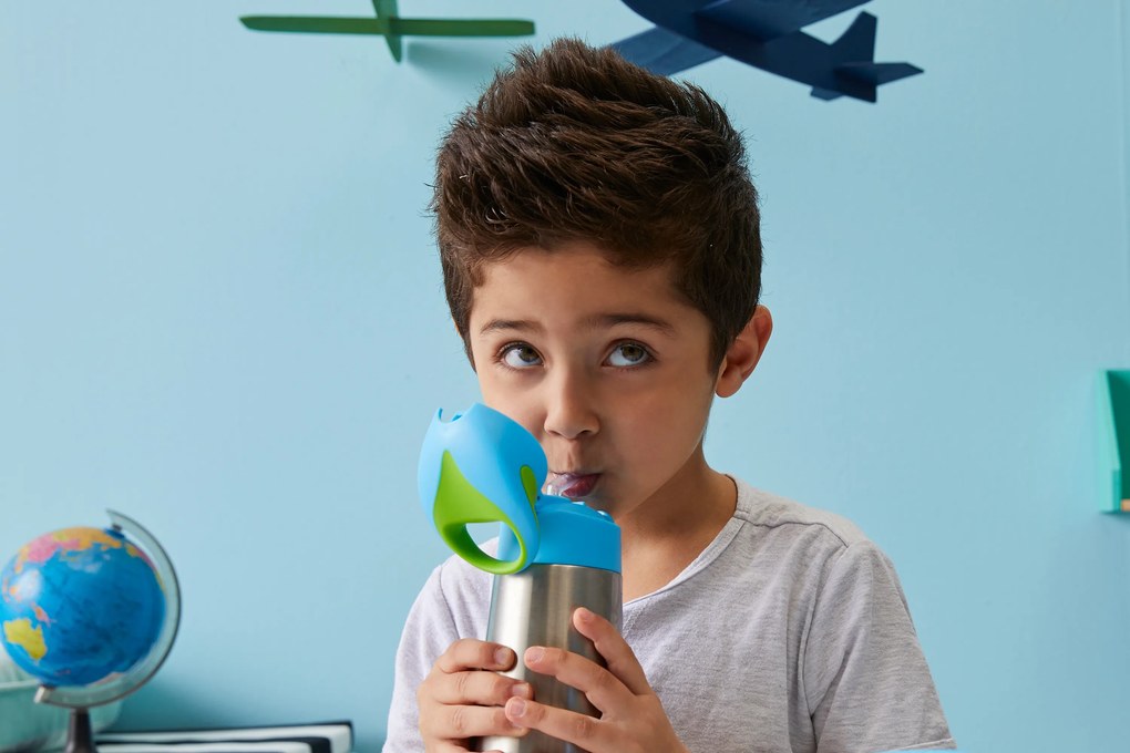 Termoska na pitie so slamkou 350 ml - modrá/zelená