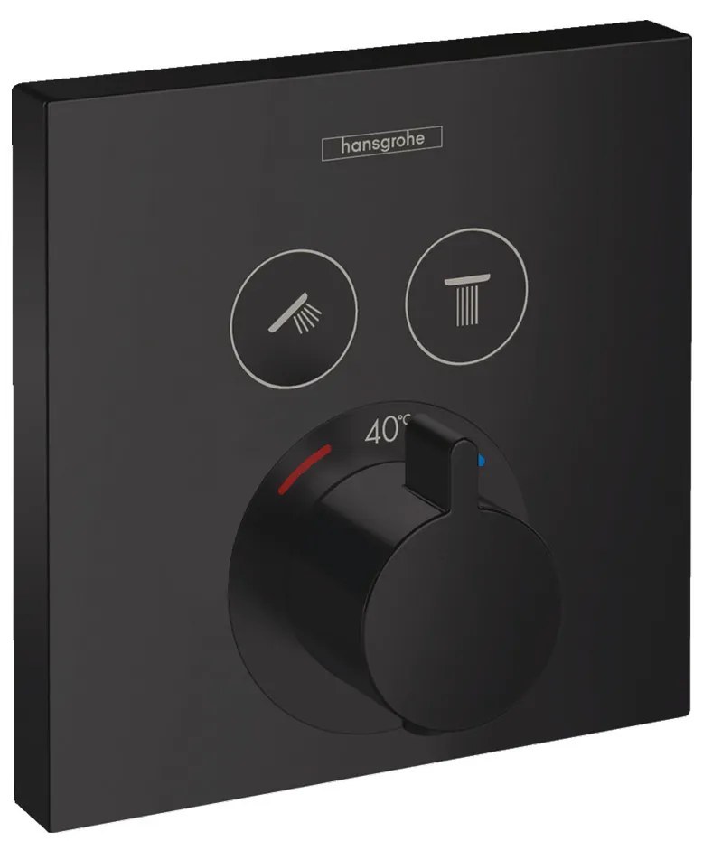 Hansgrohe Shower Select, termostatická batéria pod omietku na 2 spotrebiče, čierna matná, HAN-15763670